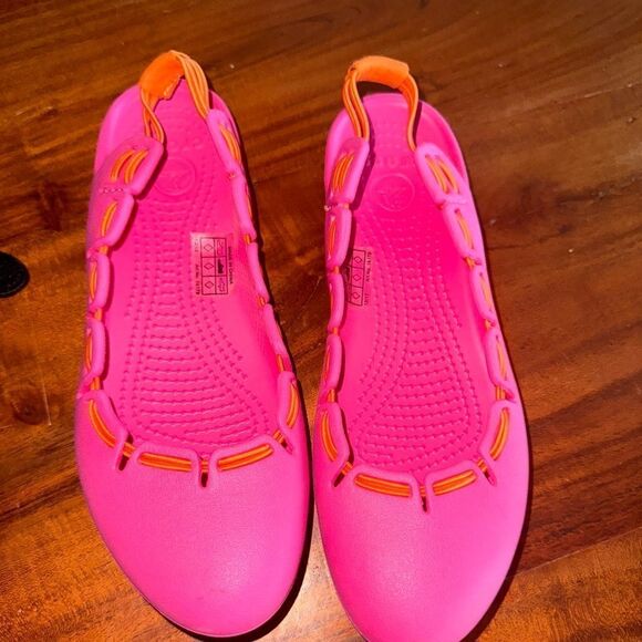Crocs Womens Springi Slingback Flats Pink & Orange Size 8 NWOT - Picture 1 of 5